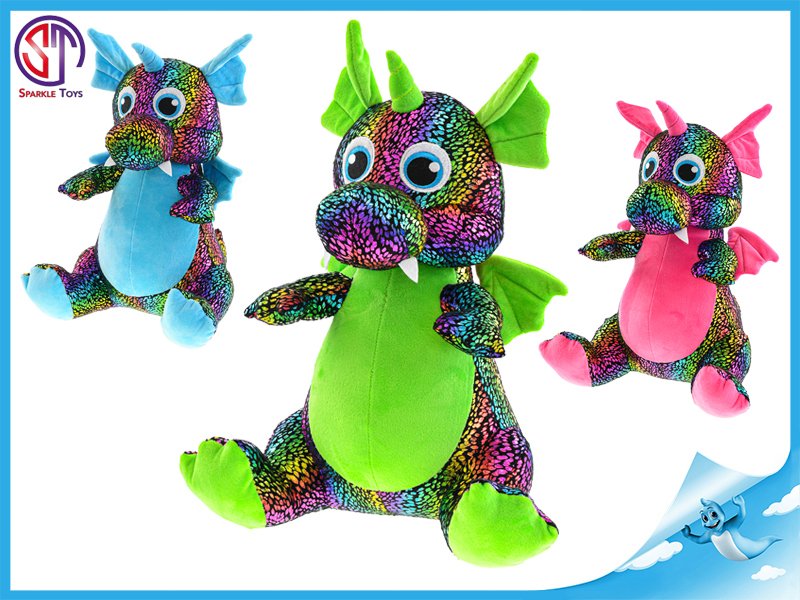 Drak Star Sparkle plyšový barevný 43cm sedící 3barvy 0m+ v sáčku