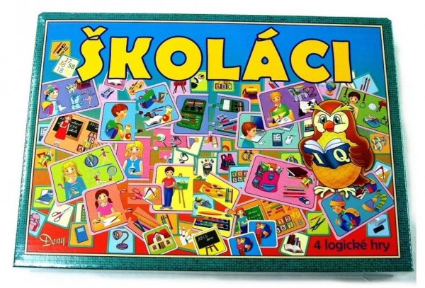 Školáci 4 logické hry společenská hra v krabici 29x20x4cm