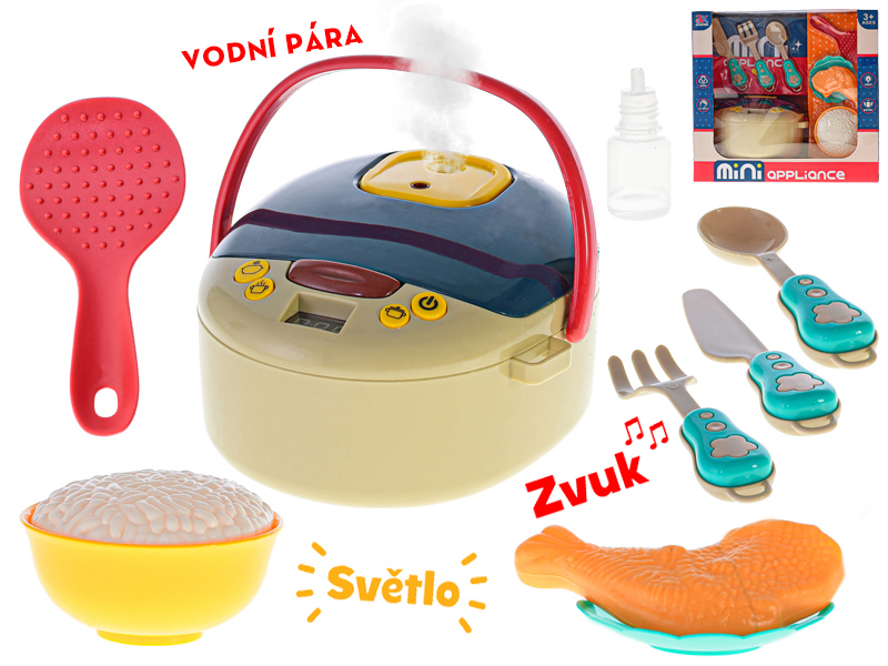 Vařič na baterie se světlem a zvukem s doplňky v krabičce