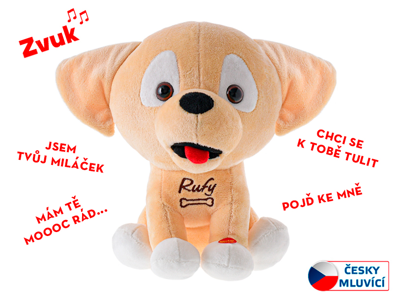 Pejsek Rufy plyšový 19cm na baterie česky mluvící 0m+ v sáčku