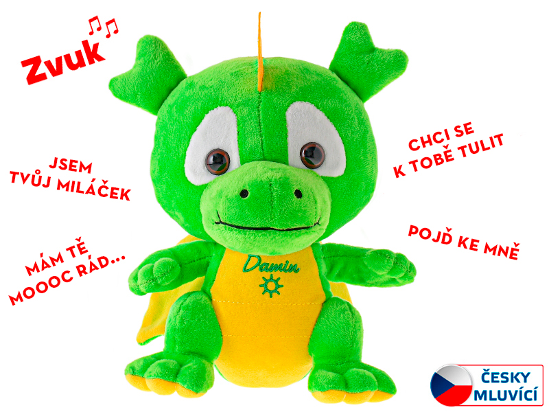Dráček Damin plyšový 19cm na baterie česky mluvící 0m+ v sáčku