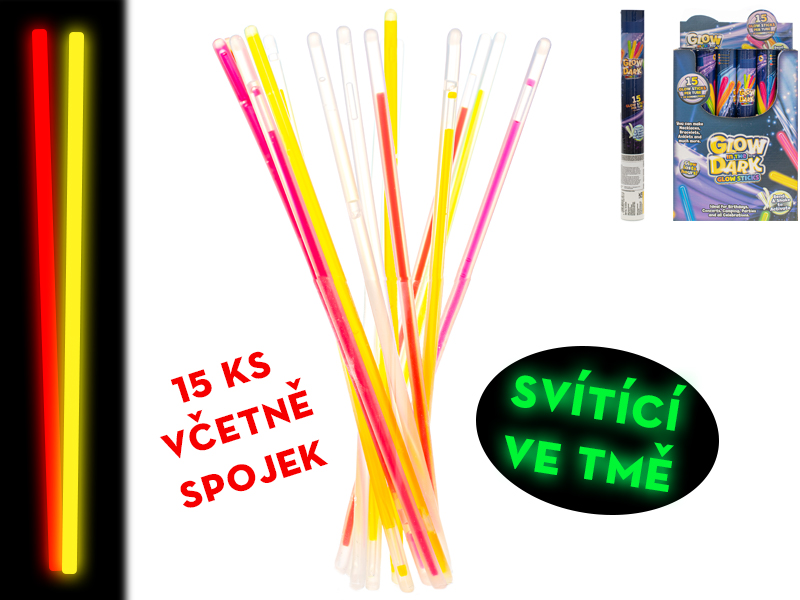 Glow tyčinka svítící ve tmě 15ks v tubě