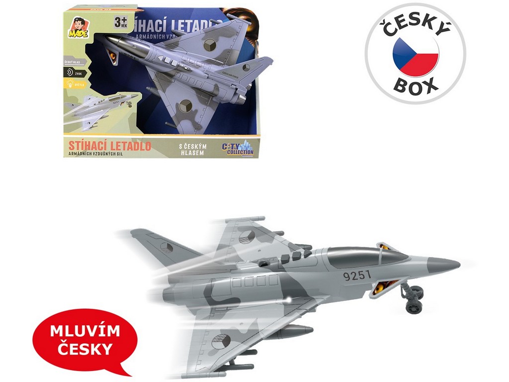 Stíhací letadlo na setrvačník na baterie se světlem a zvukem