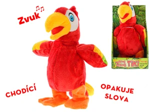  Papoušek plyšový chodící a opakující slova 20cm na baterie 12m+ v krabičce