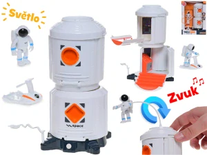 Space vesmírná stanice 20cm na baterie s doplňky se světlem a zvukem v krabičce