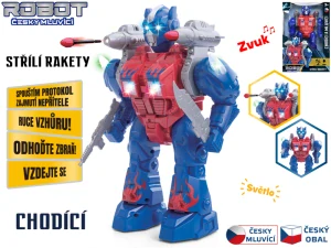 Robot 23cm na baterie česky mluvící chodící s doplňky,