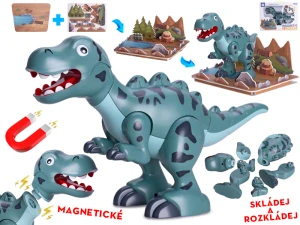 Dinosaurus T-Rex 28cm magnetický s doplňky v krabičce