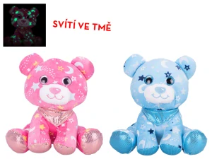 Medvídek plyšový 20cm sedící svítící ve tmě 2barvy 0m+