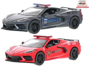 Kinsmart Corvette 2021 auta záchranných složek 12,5cm 1:36 kov zpětný chod 2druhy 12ks v DBX