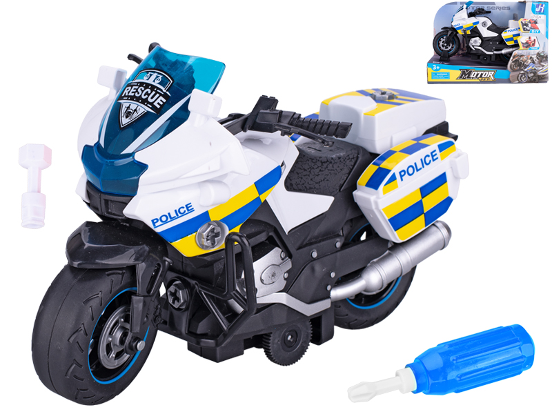 Motorka policejní šroubovací 22cm na setrvačník v krabičce