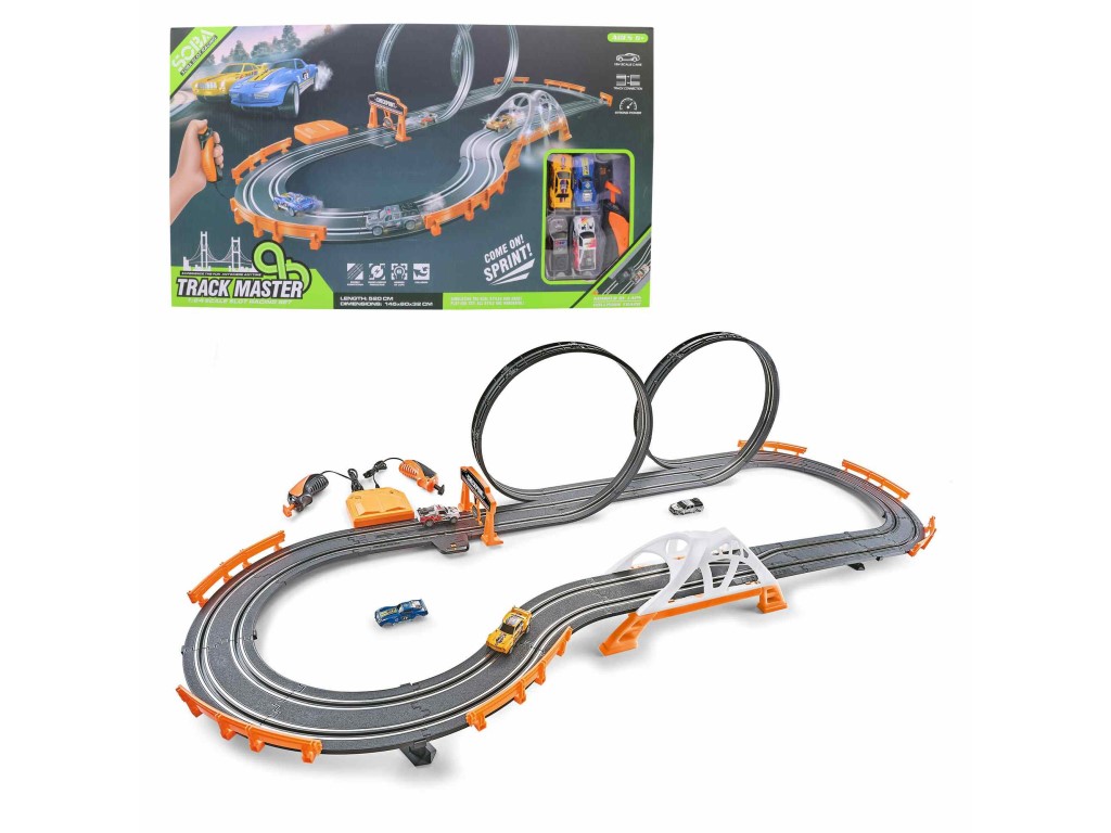 Autodráha, 145 x 60 x 32 cm, 520 cm, adapter/baterie