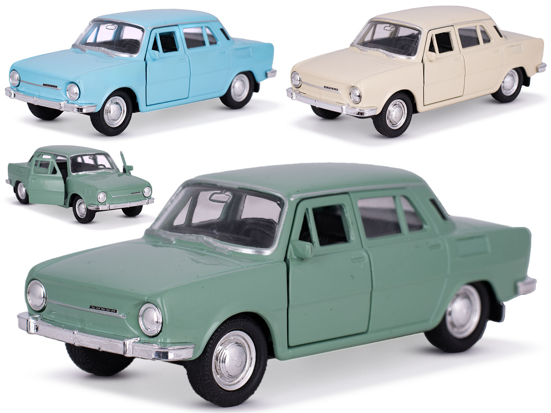 Škoda 100 12cm kov zpětný chod 3barvy v krabičce