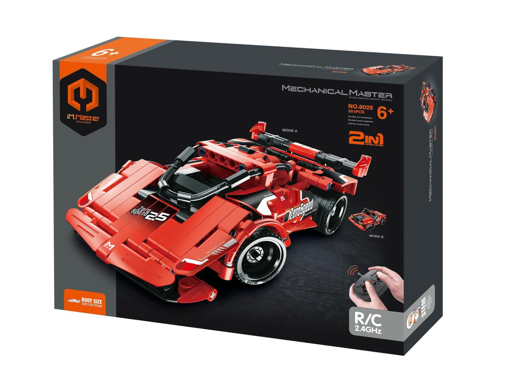 Stavebnice iM.MASTER auto RC 2v1plast 2,4GHz 351dílků na baterie v krabici 35x27x7cm