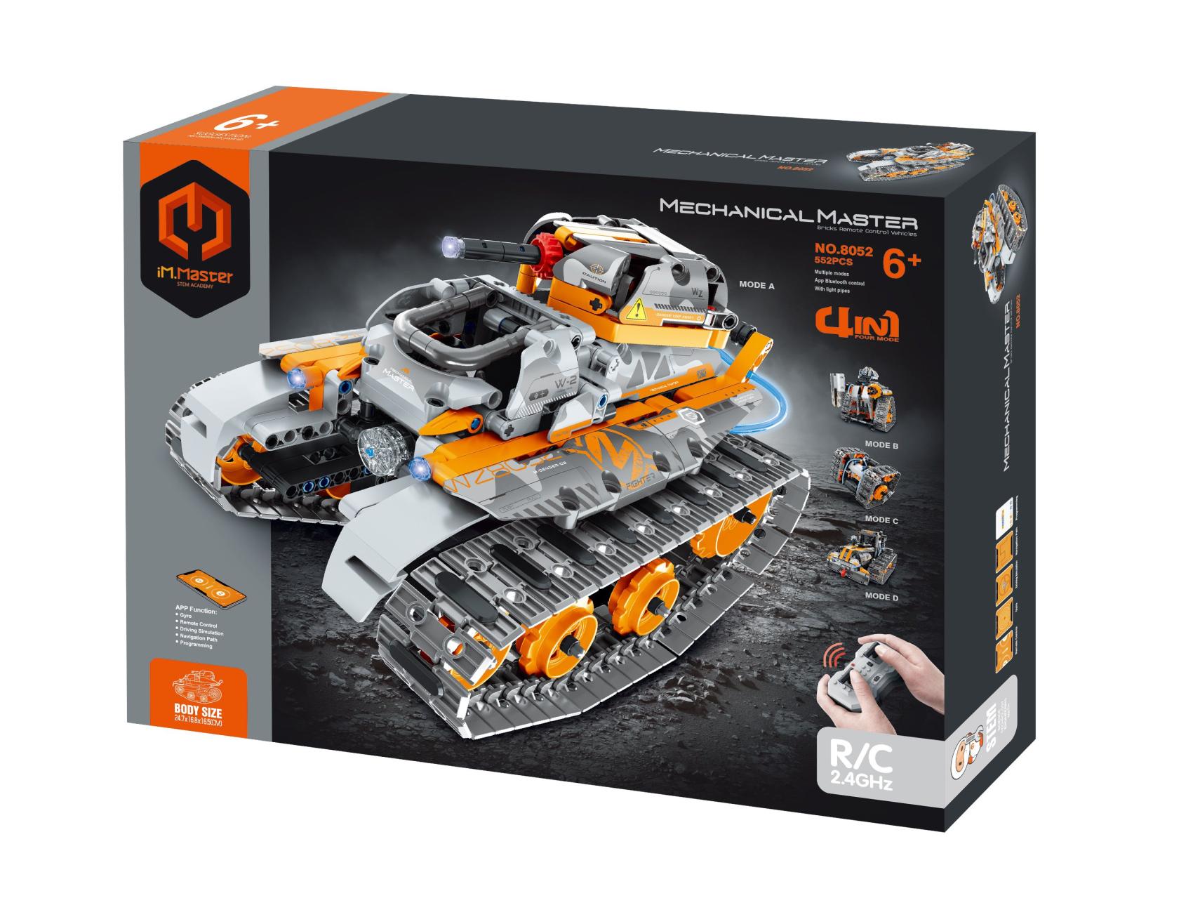 Stavebnice iM.MASTER 4v1 programovatelný tank RC plast 2,4GHz 554 dílků + dob. pack v krabici