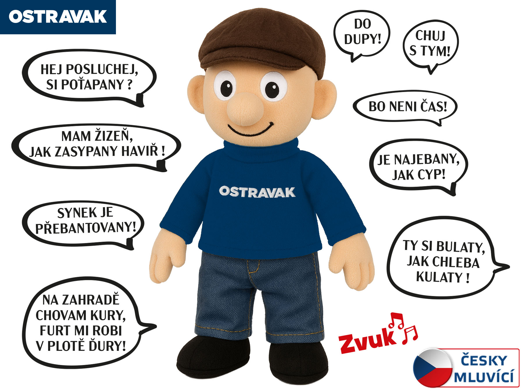 Panáček Ostravak 30cm na baterie mluvící po ostravsku v sáčku