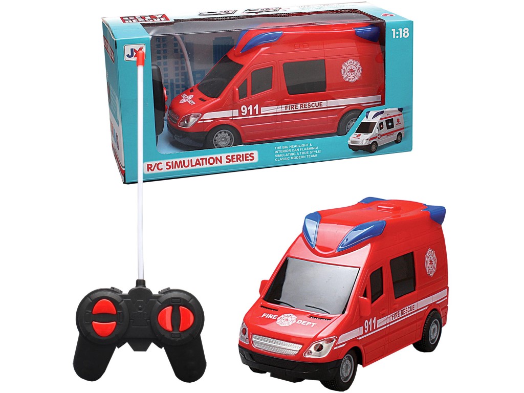  Auto hasičské na dálkové ovládání, se světlem a zvukem, 21 cm