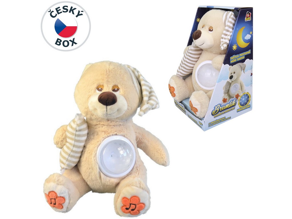 Medvídek Brumlík na spaní, světlo, usínací melodie, 30cm
