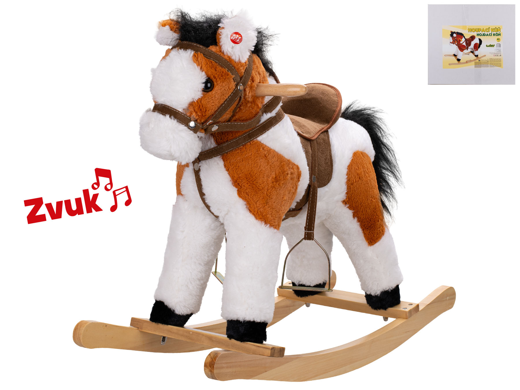 Kůň plyšový houpací 55cm na baterie se zvukem v krabičce