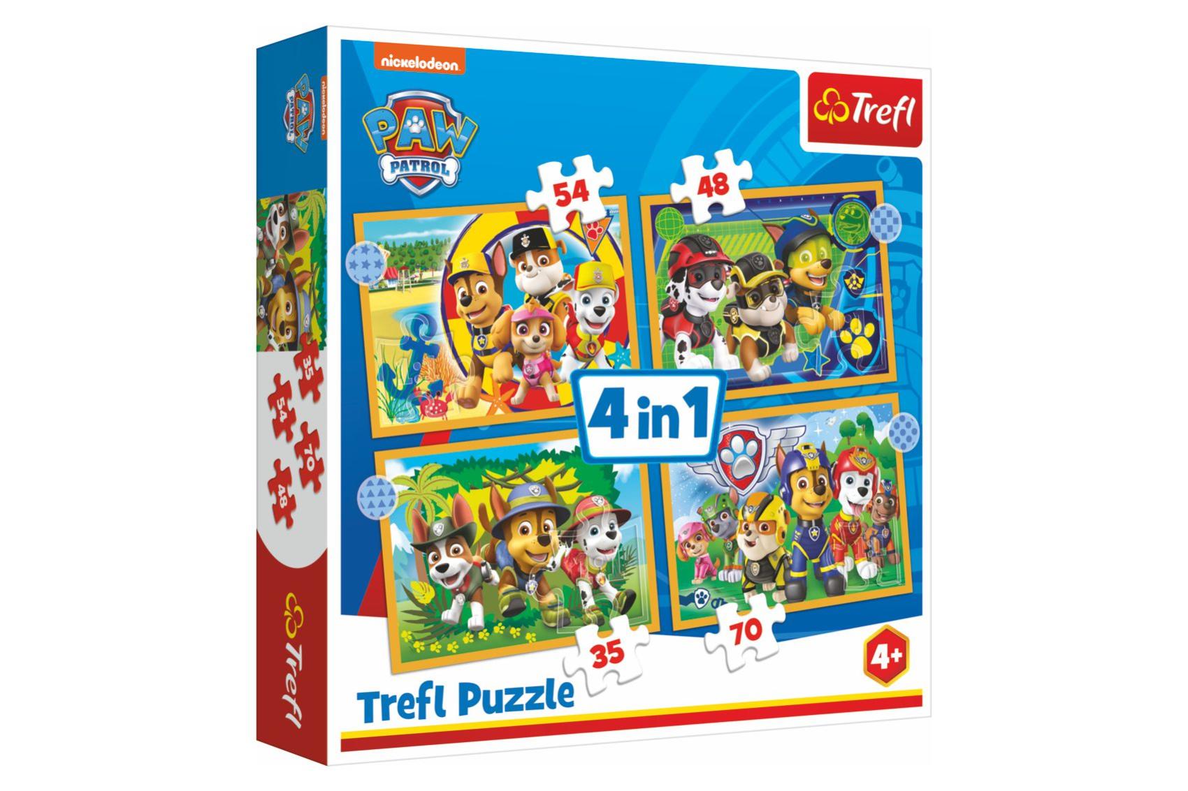  Puzzle 4v1 Prázdniny Tlapková Patrola/Paw Patrol 28,5x20,5cm v krabici 28x28x6cm