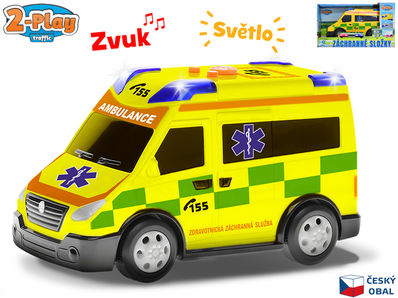 2-Play Traffic Auto ambulance CZ design 13,5cm na baterie volný chod se světlem a zvukem v krabičce