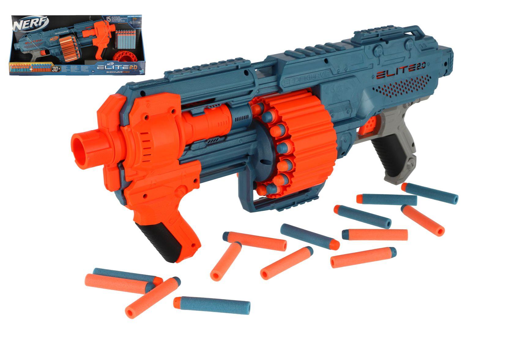 Pistole Nerf na pěnové náboje plast 52cm s náboji 30ks v krabici 67x31x8cm