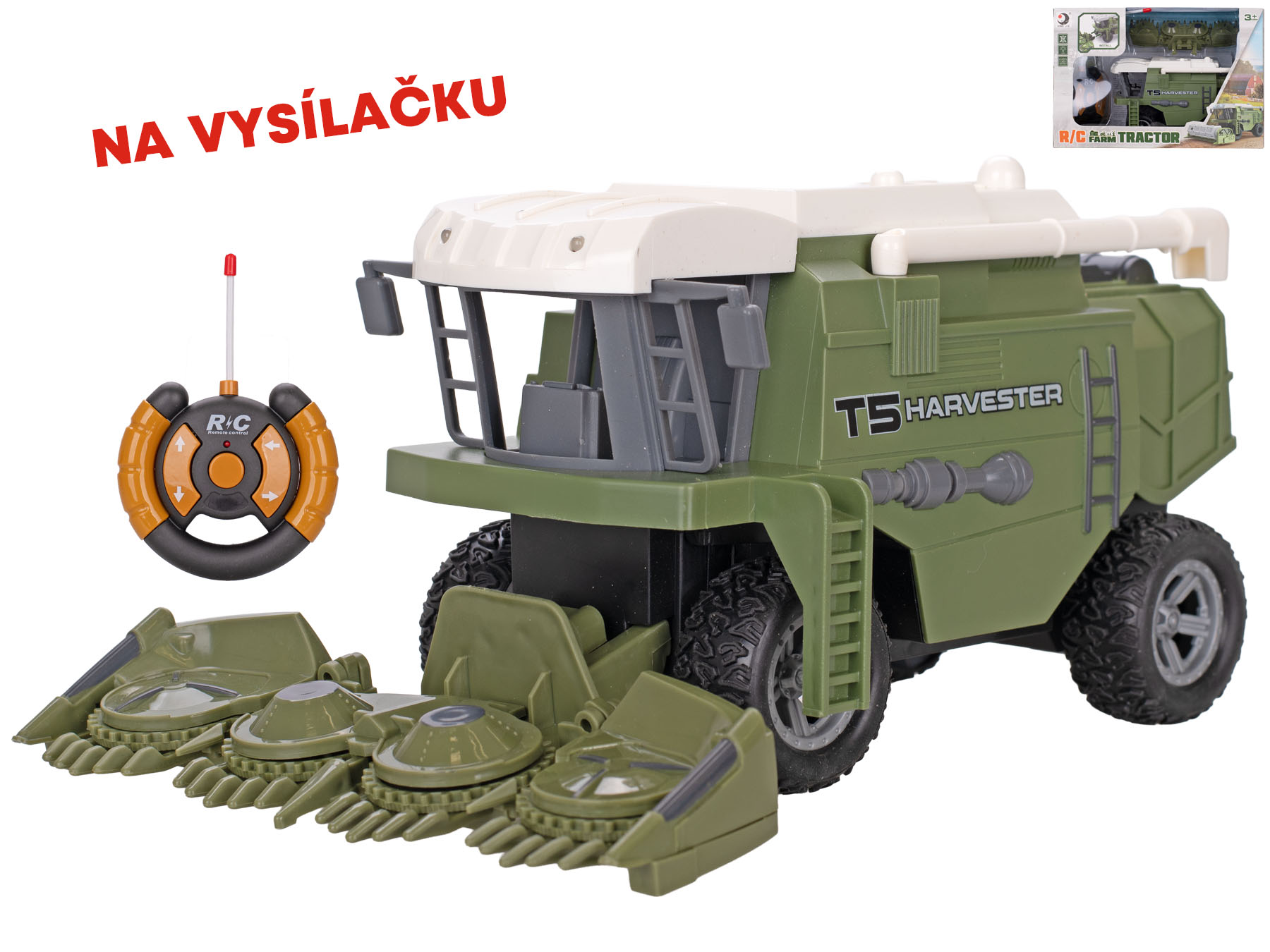 R/C kombajn 24cm na baterie 27MHz plná funkce s USB nabíjením se světlem v krabičce