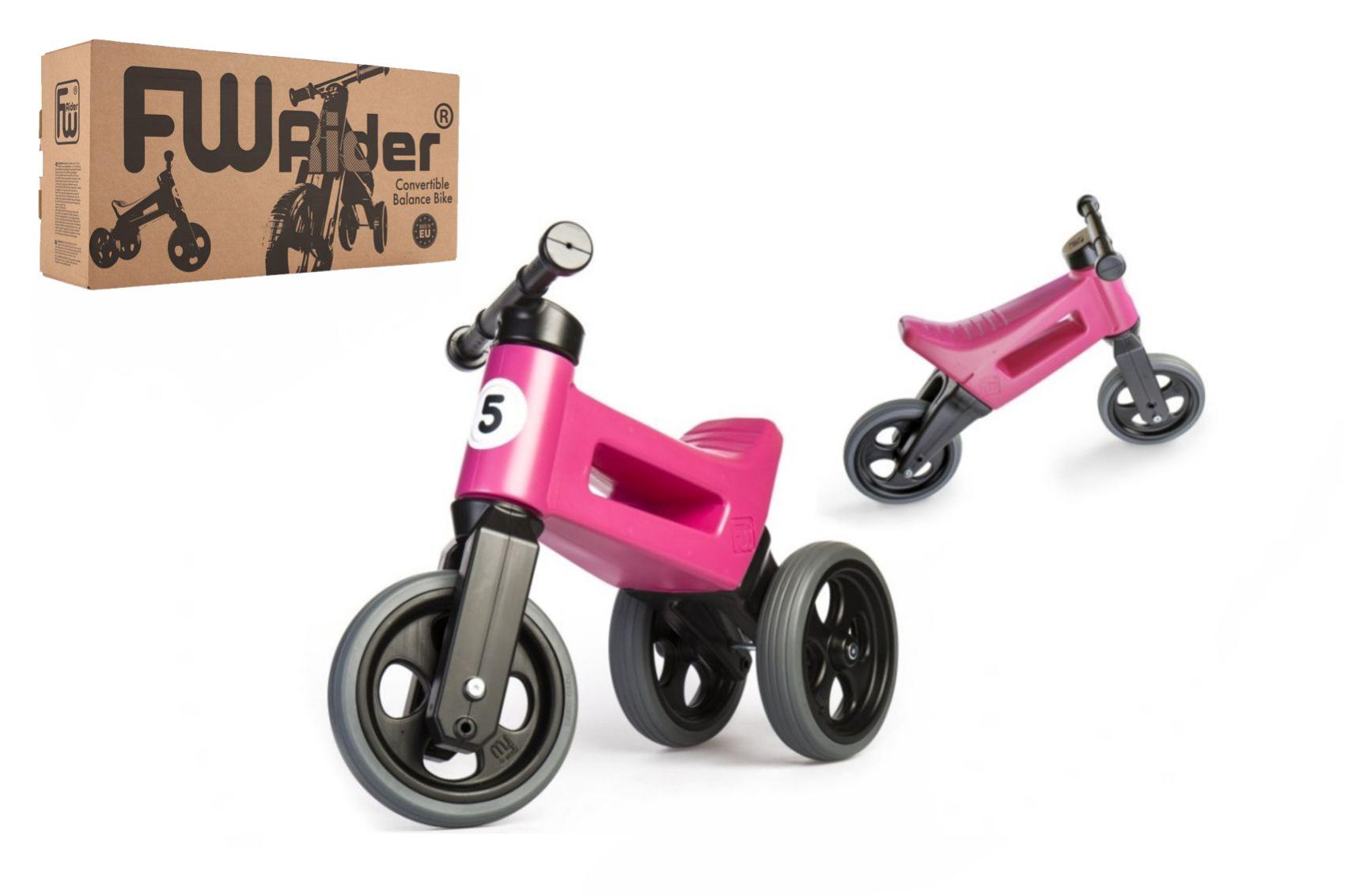 Odrážedlo FUNNY WHEELS Rider Sport růžové 2v1, výška sedla 28/30cm nosnost 25kg 18m+ v krabici