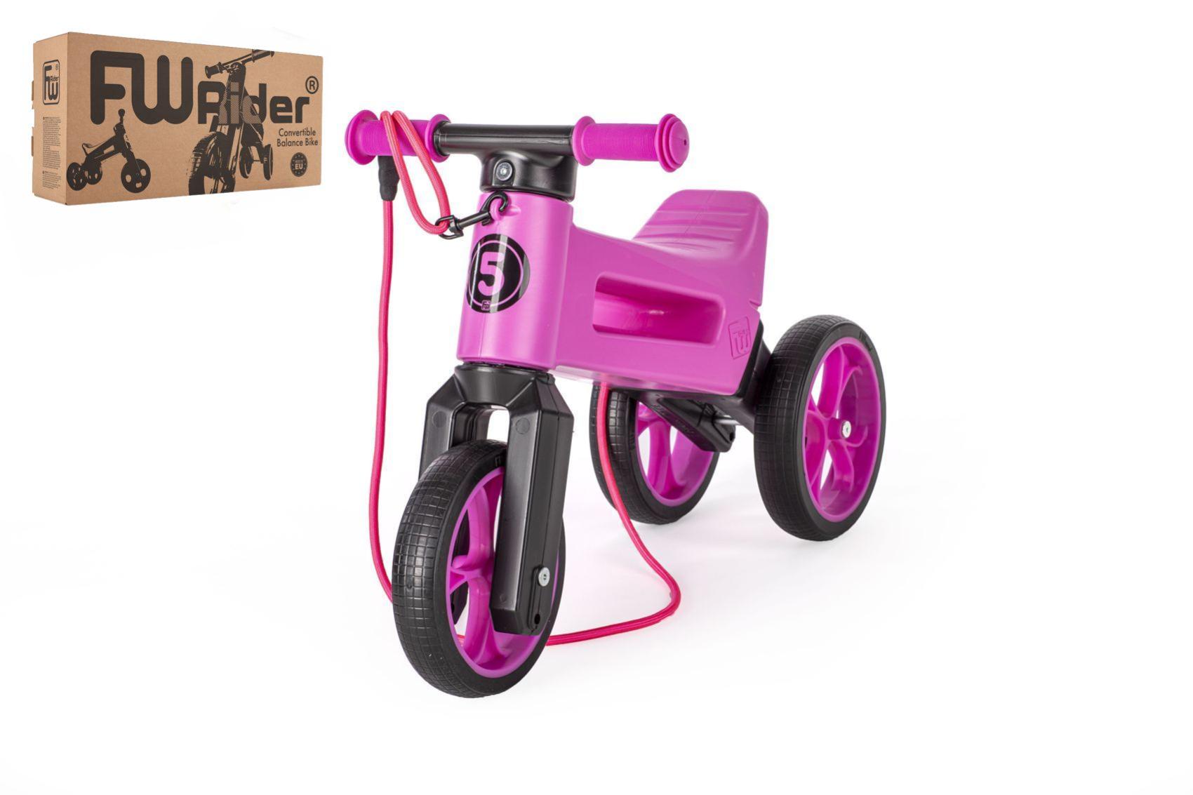 Odrážedlo FUNNY WHEELS Rider SuperSport fialové 2v1+popruh, výš. sedla 28/30cm nos 25kg 18m+ v krab.