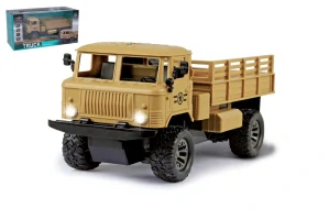 Auto RC vojenské nákladní plast 24cm 27MHz na dálk.ovl. na baterie se světlem v krab. 32x16x14cm