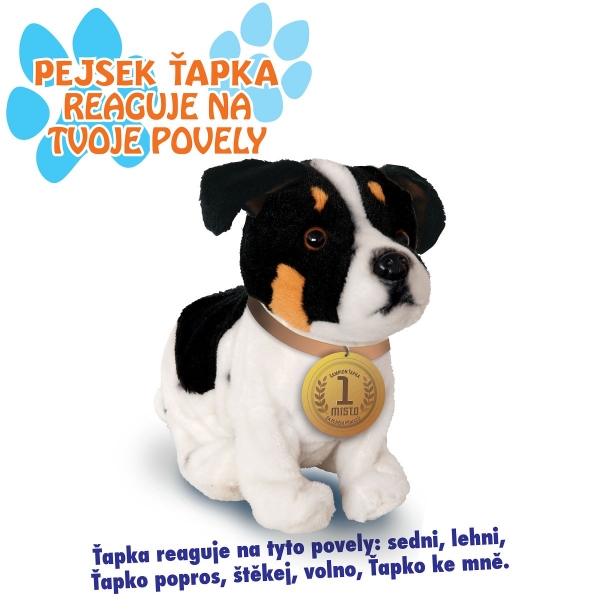 Pejsek Ťapka Pes Jack Russel Interaktivní plyšový na baterie reagující na p